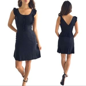 Betsey Johnson Black Polka Dot Silk Flutter Sleeve Dress Size 2